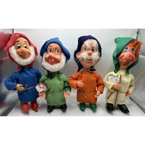 Snow White Dwarfs Plastic Sleepy Sneezy‎ Brinn's Pittsburgh 7.5" Vintage Rare